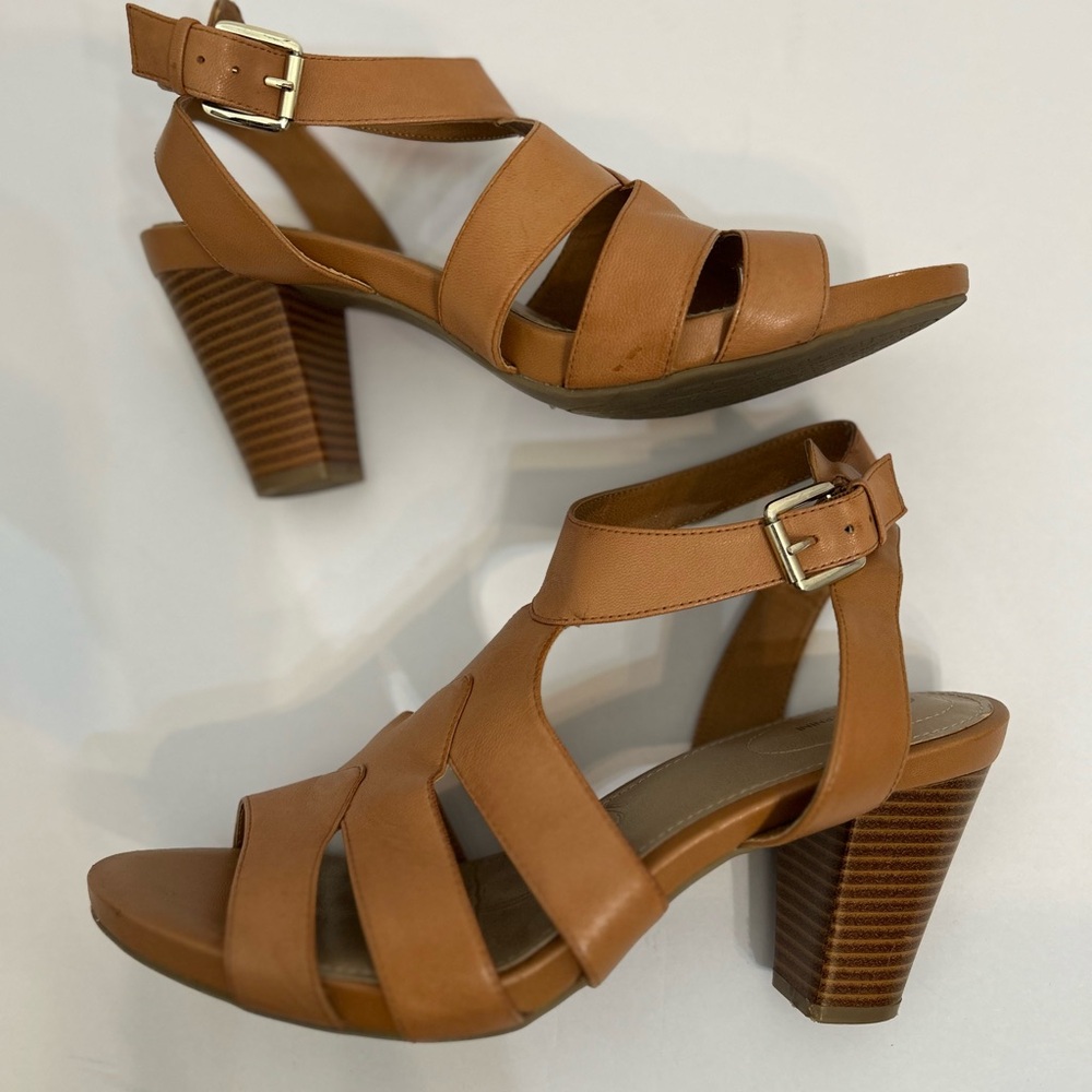 Women's Giani Bernini Baylynn Tan Strappy Heeled‎ Sandals